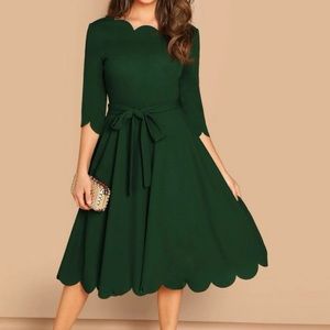 Scallop neck formal dress